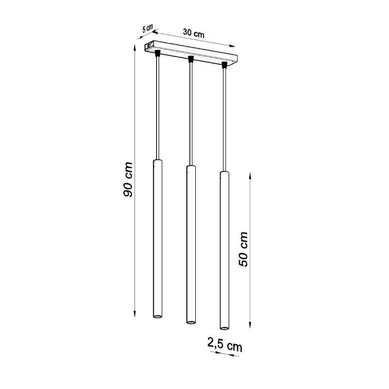 Hängende zylindrische Metall-Weiß-Lampe - Modell Asterion