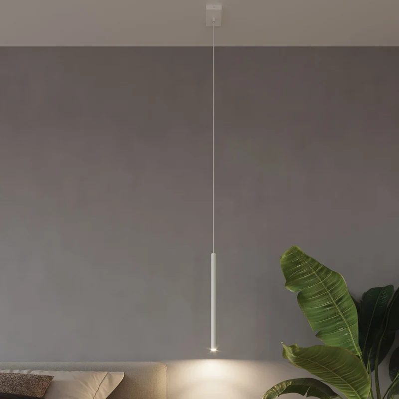 Hängende zylindrische Metall-Weiß-Lampe - Modell Asterion
