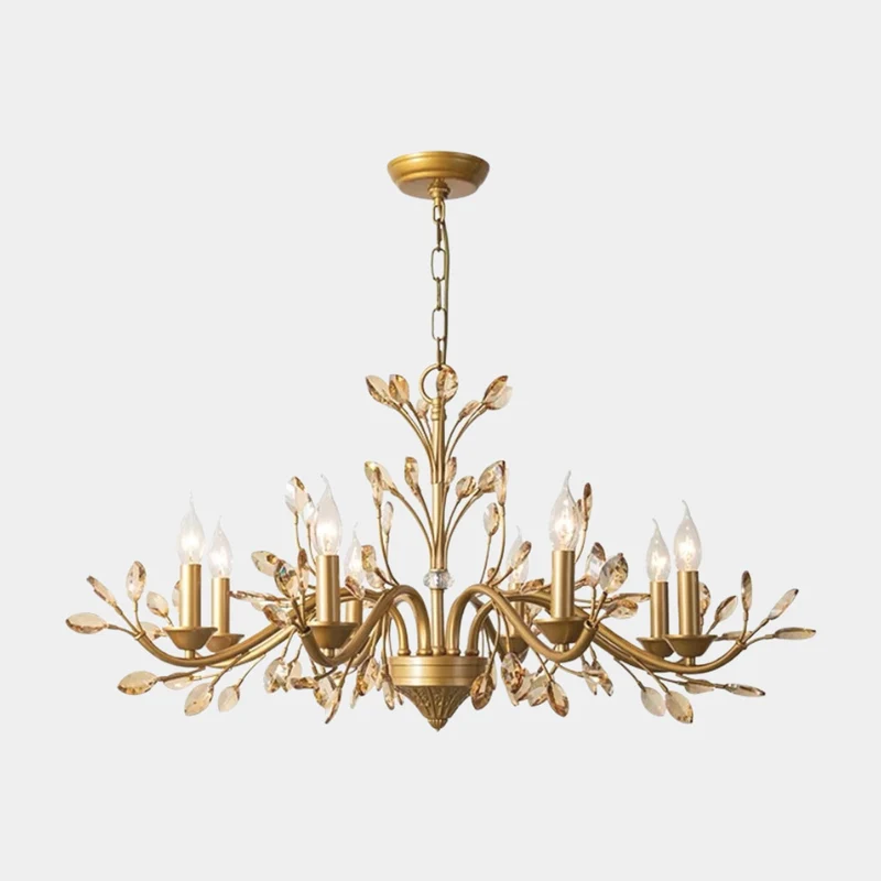 Gold Candle Chandelier Branch Luxury Crystal