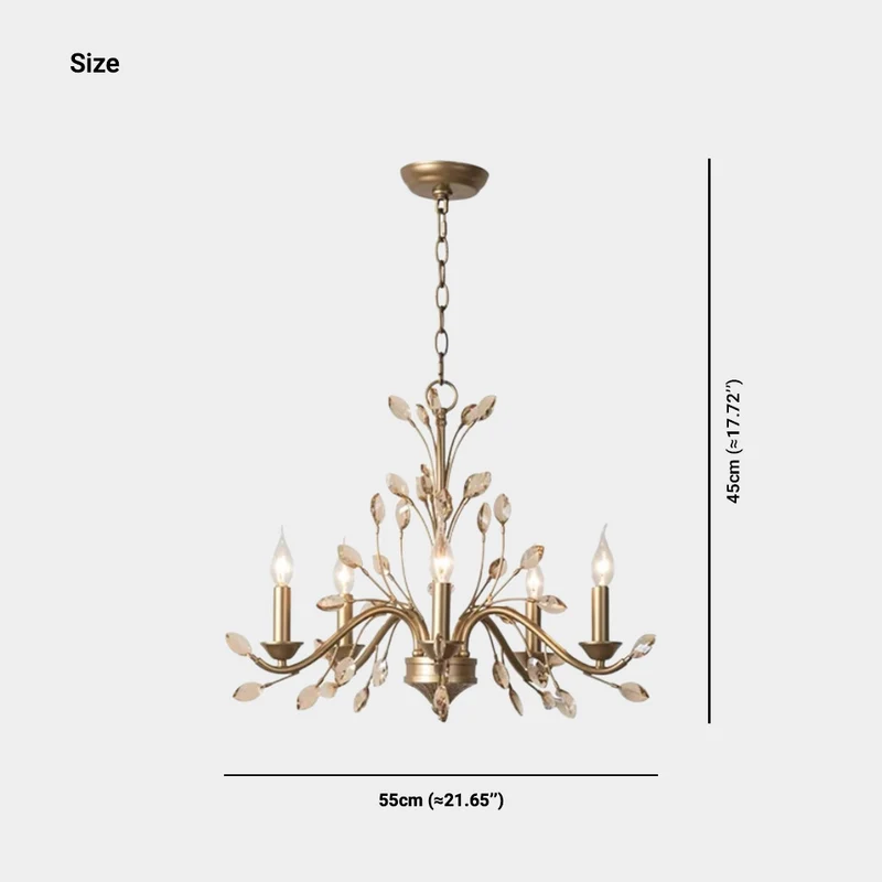 Gold Candle Chandelier Branch Luxury Crystal
