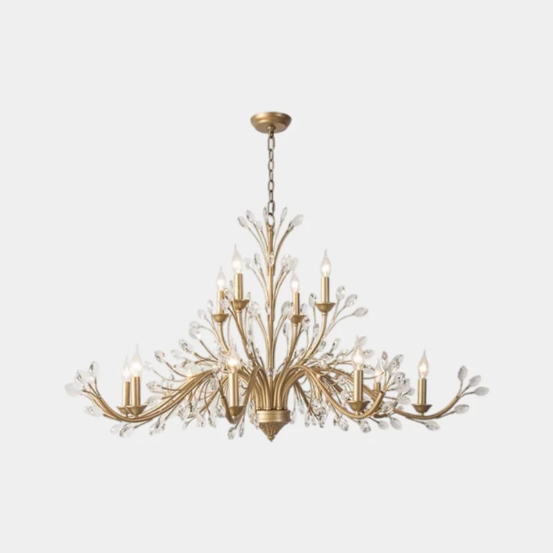 Gold Candle Chandelier Branch Luxury Crystal