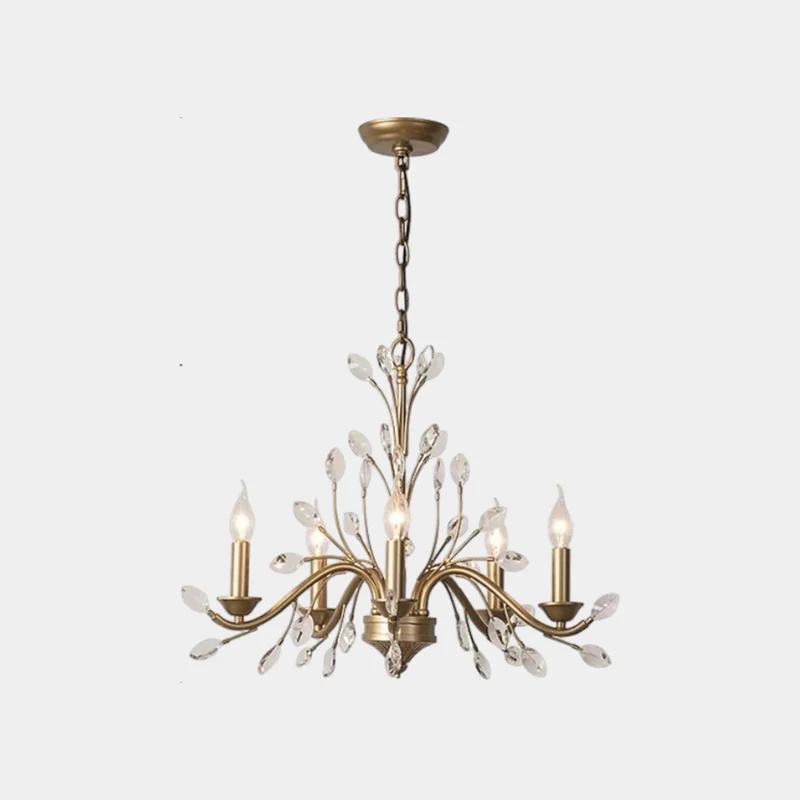 Gold Candle Chandelier Branch Luxury Crystal