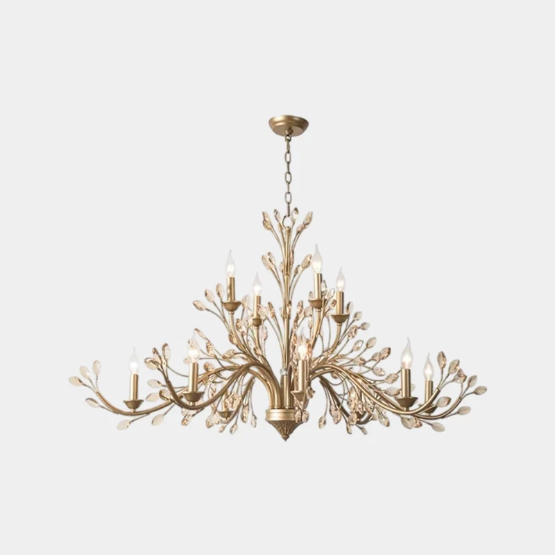 Gold Candle Chandelier Branch Luxury Crystal