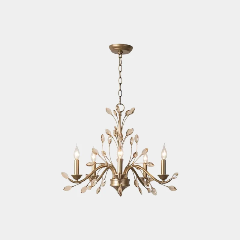 Gold Candle Chandelier Branch Luxury Crystal