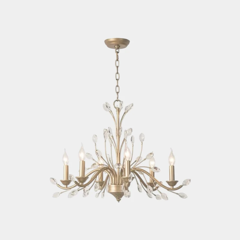 Gold Candle Chandelier Branch Luxury Crystal