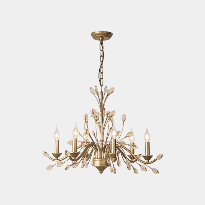 Gold Candle Chandelier Branch Luxury Crystal