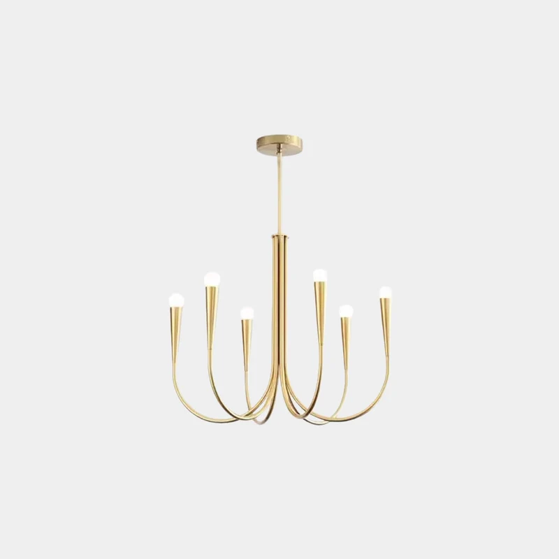Swoop Arm Chandelier Minimalist Ambient Globes, Gold / Black