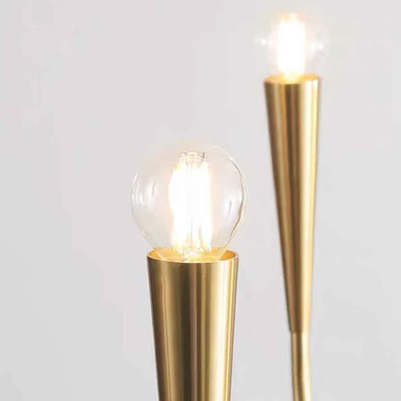 Swoop Arm Chandelier Minimalist Ambient Globes, Gold / Black