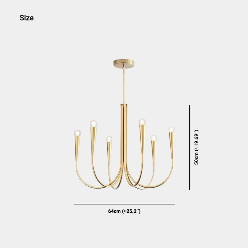 Swoop Arm Chandelier Minimalist Ambient Globes, Gold / Black