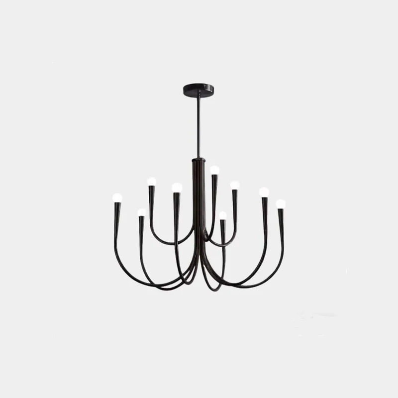 Swoop Arm Chandelier Minimalist Ambient Globes, Gold / Black