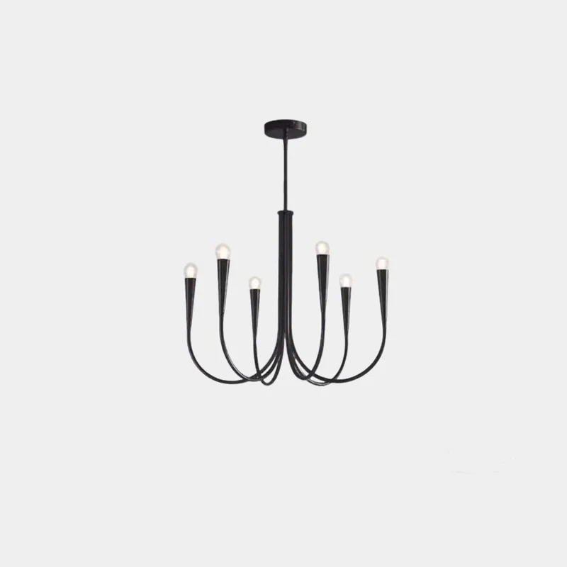 Swoop Arm Chandelier Minimalist Ambient Globes, Gold / Black