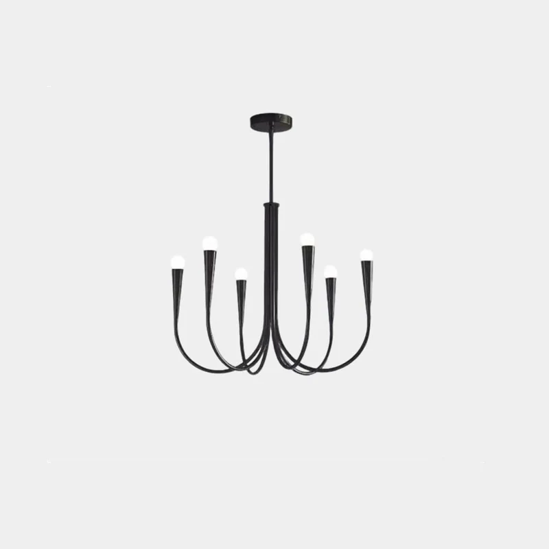 Swoop Arm Chandelier Minimalist Ambient Globes, Gold / Black