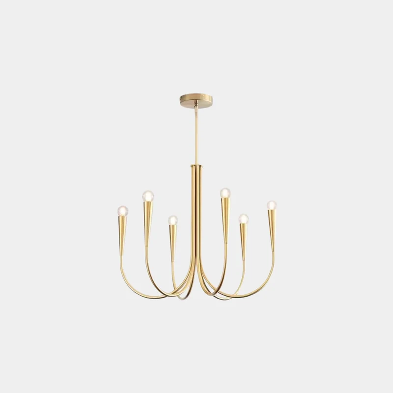 Swoop Arm Chandelier Minimalist Ambient Globes, Gold / Black