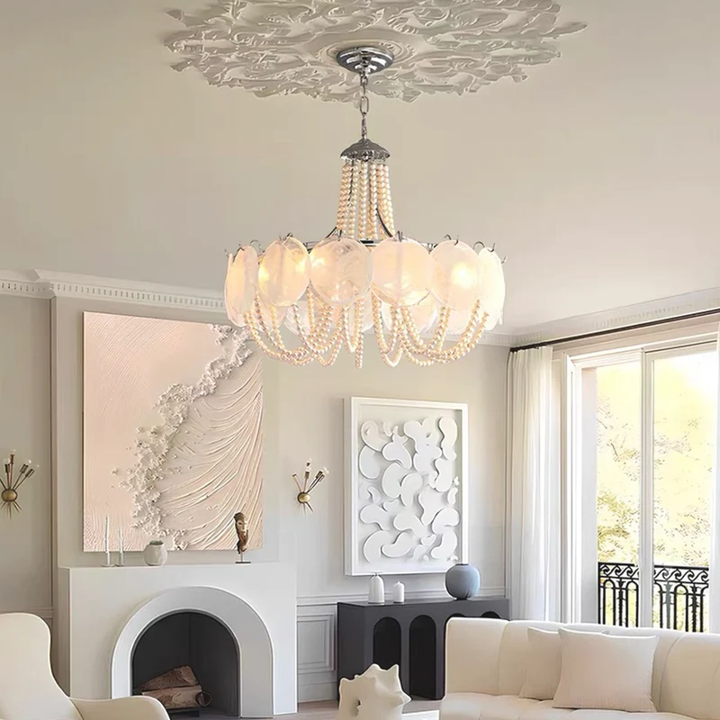 Murano Glass Disc Chandelier French Round Pearl
