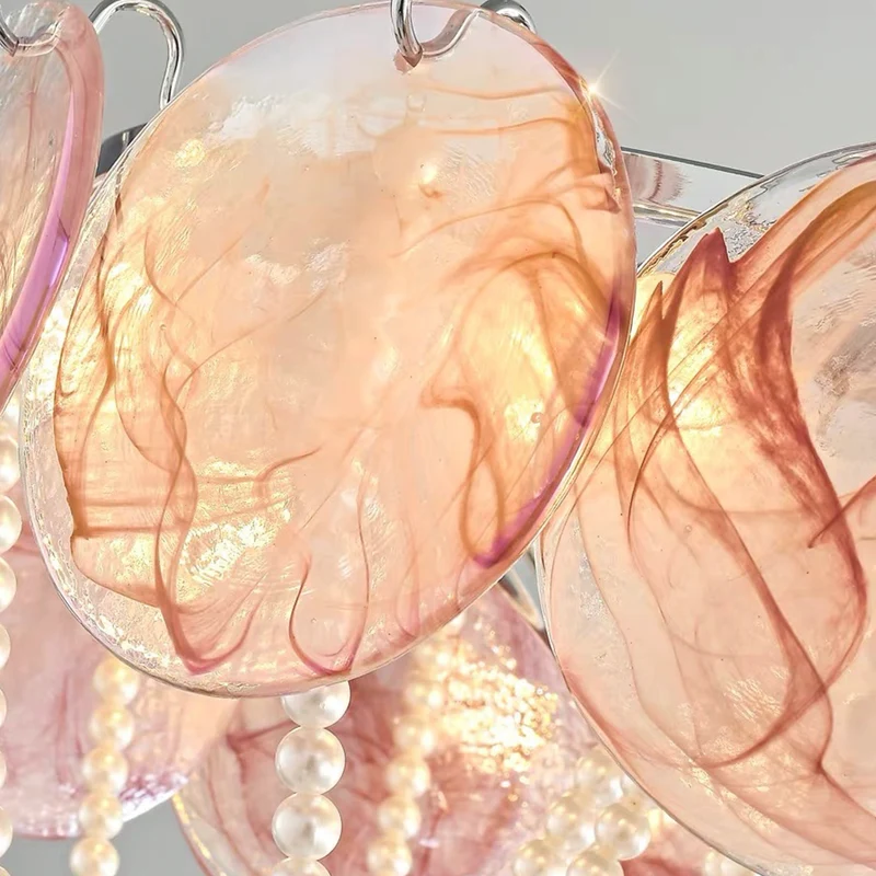 Murano Glass Disc Chandelier French Round Pearl