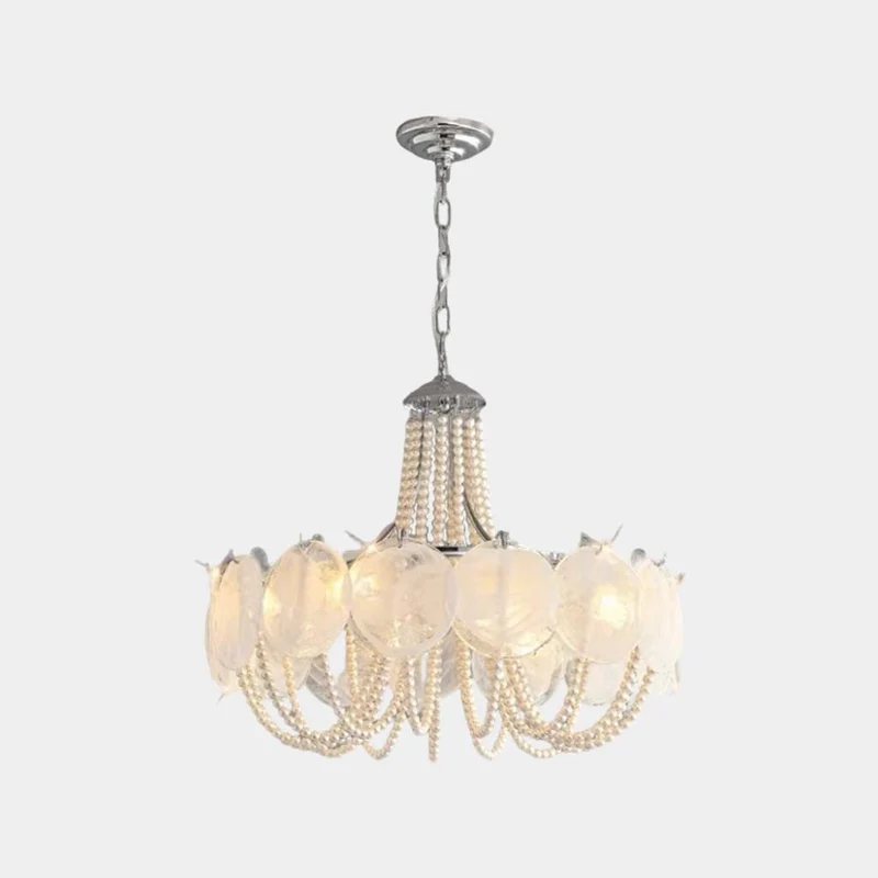 Murano Glass Disc Chandelier French Round Pearl