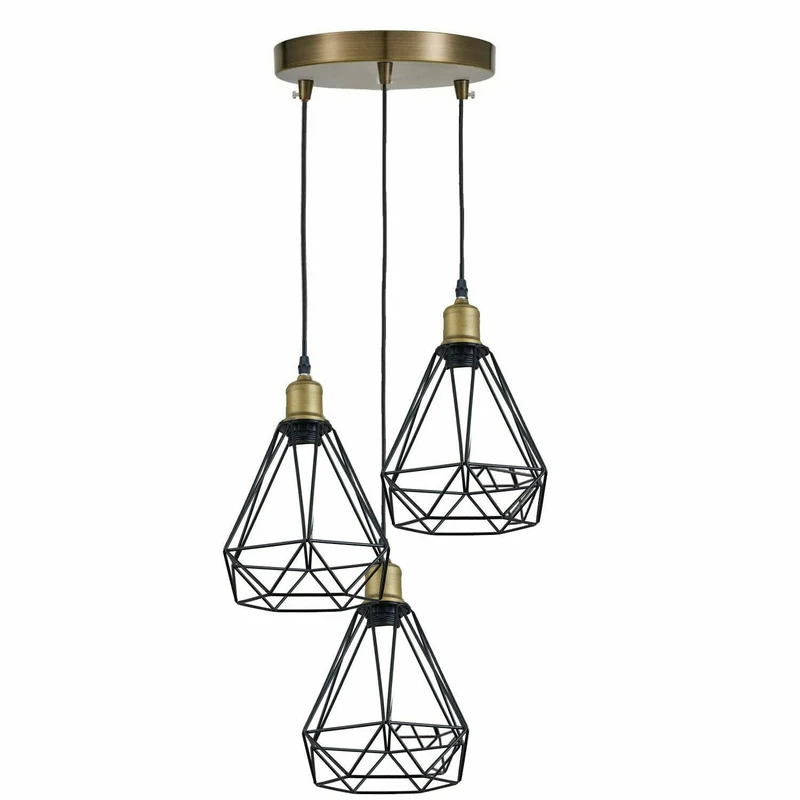 intage Käfigleuchte – Industrie Pendelleuchte Diamant Esstisch | E27 ~4072