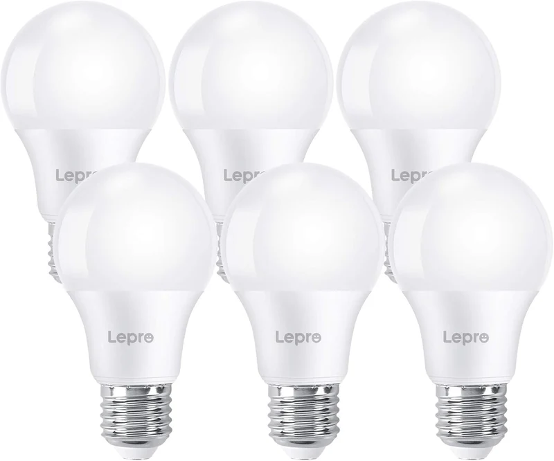 Lepro E27 LED Kaltweiss Glühbirne, 8.5 Watt 806 Lumen LED Lampe E27, ersetzt 60W Birne, A60 Leuchtmittel, 6500 Kelvin Kaltweiß LED Glühlampen, 160° Abstrahlwinkel Energiesparlampe, 6 Stück