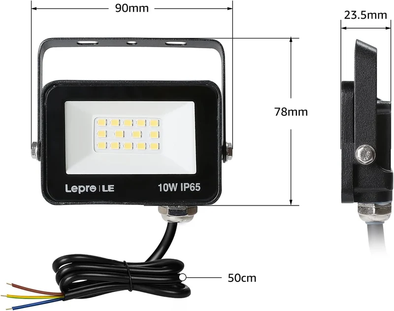 Lepro LED Strahler Außen 10W, LED Fluter 850LM, Superhell LED Außenstrahler, IP65 Wasserdicht LED Fluter, 5000K Kaltweiß Scheinwerfer Flutlicht, Außenlampe für Garten, Innenhöfe, Garage, Hotel, Sportplatz [Energieklasse F]