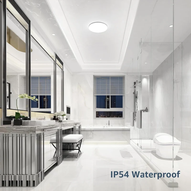 LE Deckenlampe 15W, LED Deckenleuchte IP54 Wasserfest, 3000K 1500LM Badezimmer Lampe, Rund Badlampe Decke, ideal für Bad Schlafzimmer Flur Küche Wohnzimmer Balkon, Kaltweiß, Ø22cm
