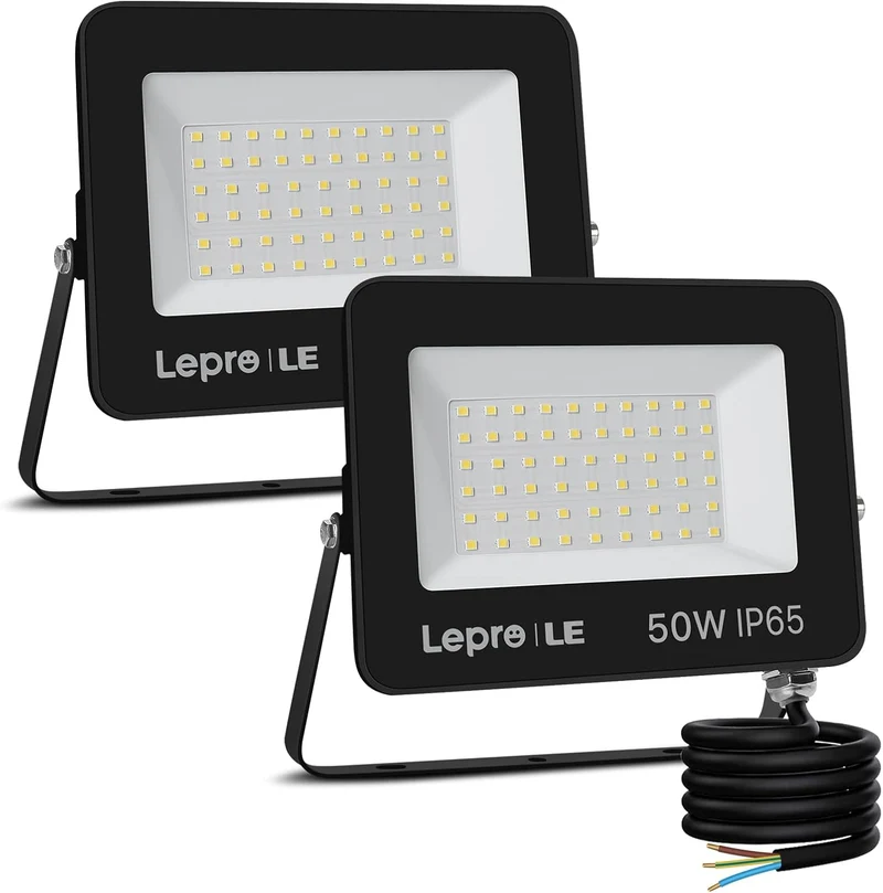 Lepro LED Strahler 50W, Außen, Superhell 4250LM Scheiwerfer, IP65 Wasserfest Fluter 5000K Kaltweiß Aussenstrahler, für Hinterhof, Auffahrt, Türen, Garage, Flur, Garten
