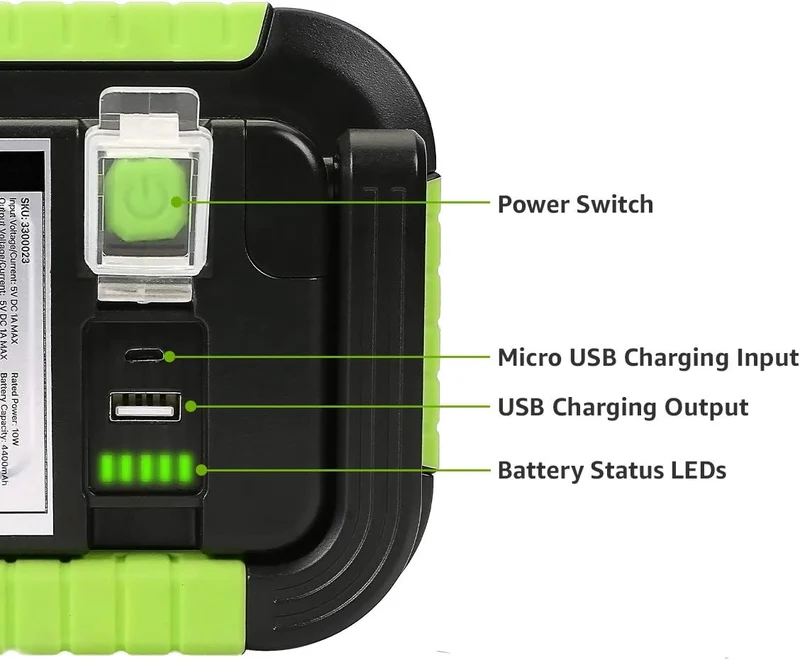 LE LED Akku Strahler, Campinglampe Tragbar, 10W 1000 Lumen Superhell Wiederaufladbare Suchscheinwerfer, Dimmbar Notfallleuchte mit 3 Lichtmodi für Stromausfällen, Camping usw.