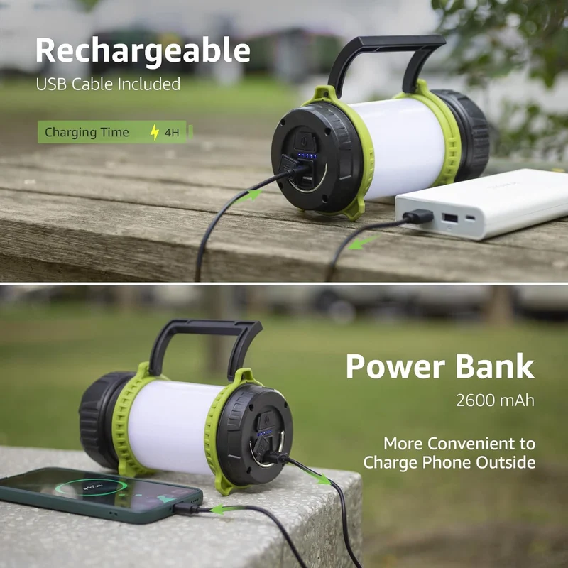 LE LED Handscheinwerfer, Dimmbare Campinglampe, Wiederaufladbare Superhell 500lm CREE LED Handlampe, mit Warnlicht, Geeignet für Camping, Angeln, Abenteuer, Wandern, Notfall usw.
