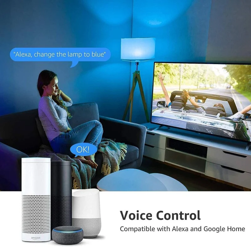 Lepro Smarte Glühbirnen E27, Smart WiFi LED-Lampe, 9W 806 LM WLAN Dimmbar Birne, Mehrfarbige, App Steuern Kompatibel mit Alexa Echo, Google Home, Warm-/Kaltesweiß licht (nur 2,4 GHz)