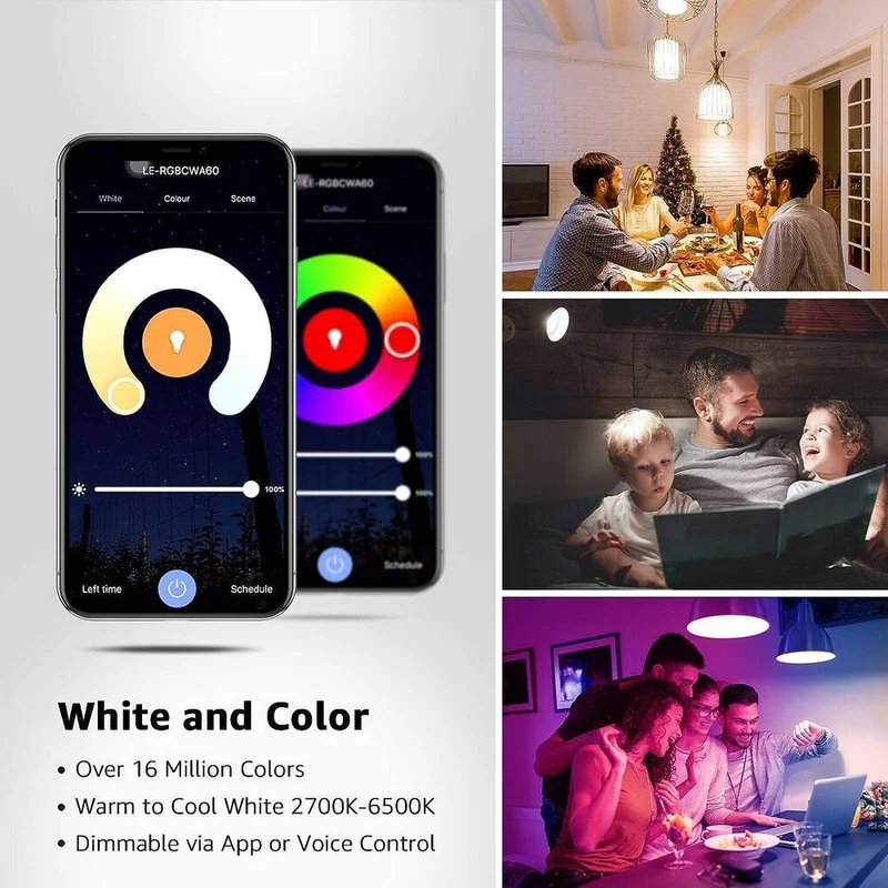 Lepro Smarte Glühbirnen E27, Smart WiFi LED-Lampe, 9W 806 LM WLAN Dimmbar Birne, Mehrfarbige, App Steuern Kompatibel mit Alexa Echo, Google Home, Warm-/Kaltesweiß licht (nur 2,4 GHz)