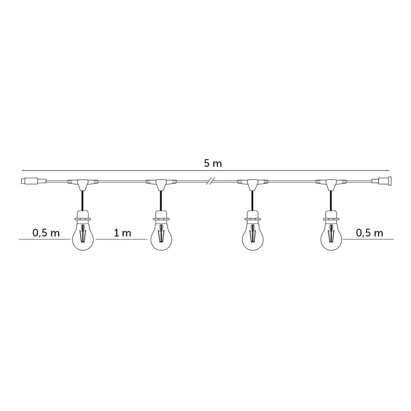 Komplette Lichterkette mit 15 Lampenschirmen | 15 Meter | Muschelform | Verkettbar | E27 | Inkl. 1-W-Glühbirnen