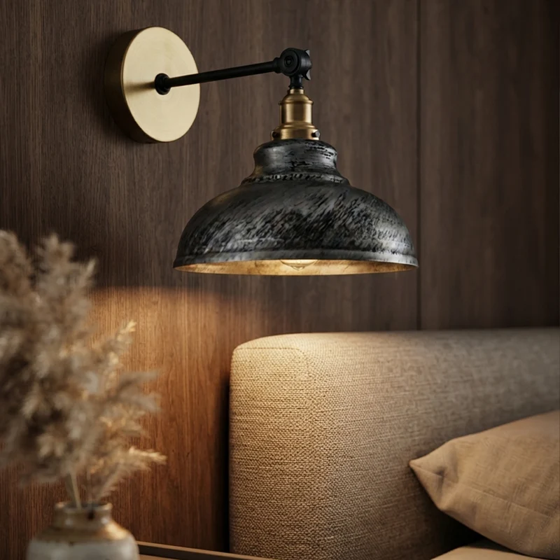 Verstellbare Wandleuchte – Vintage Werkstattlampe Industrie Wandlampe | Ø 29cm | E27 ~4060