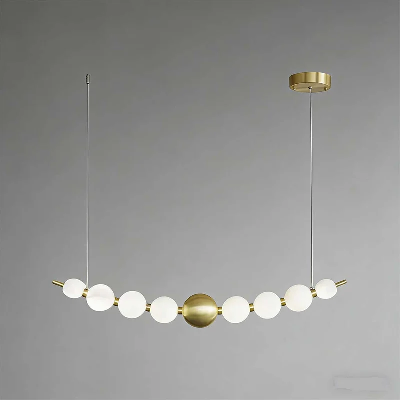 Pearl Chandelier Modern Acrylic Brass Ring Globe LED