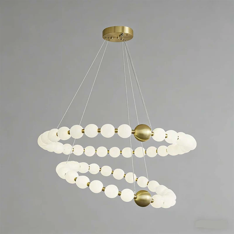 Pearl Chandelier Modern Acrylic Brass Ring Globe LED