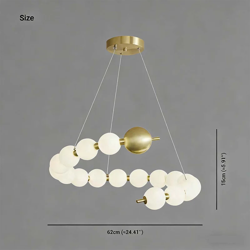 Pearl Chandelier Modern Acrylic Brass Ring Globe LED