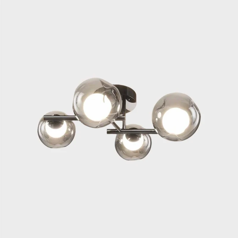 Glass Ball Ceiling Light LED Semi-Flush, Smoke Grey