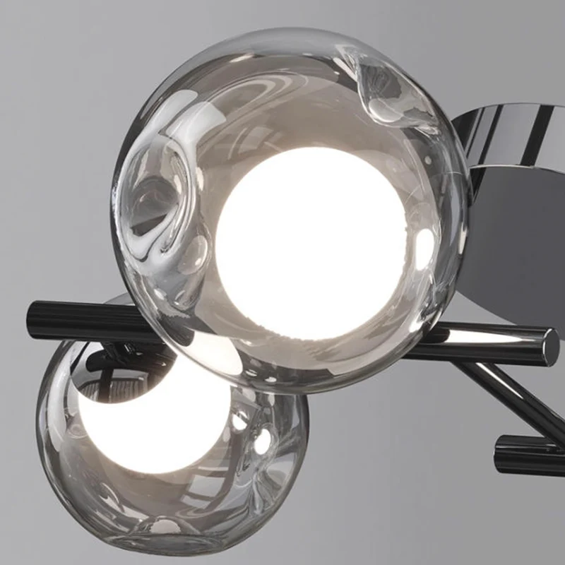 Glass Ball Ceiling Light LED Semi-Flush, Smoke Grey