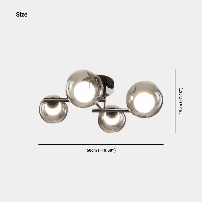 Glass Ball Ceiling Light LED Semi-Flush, Smoke Grey