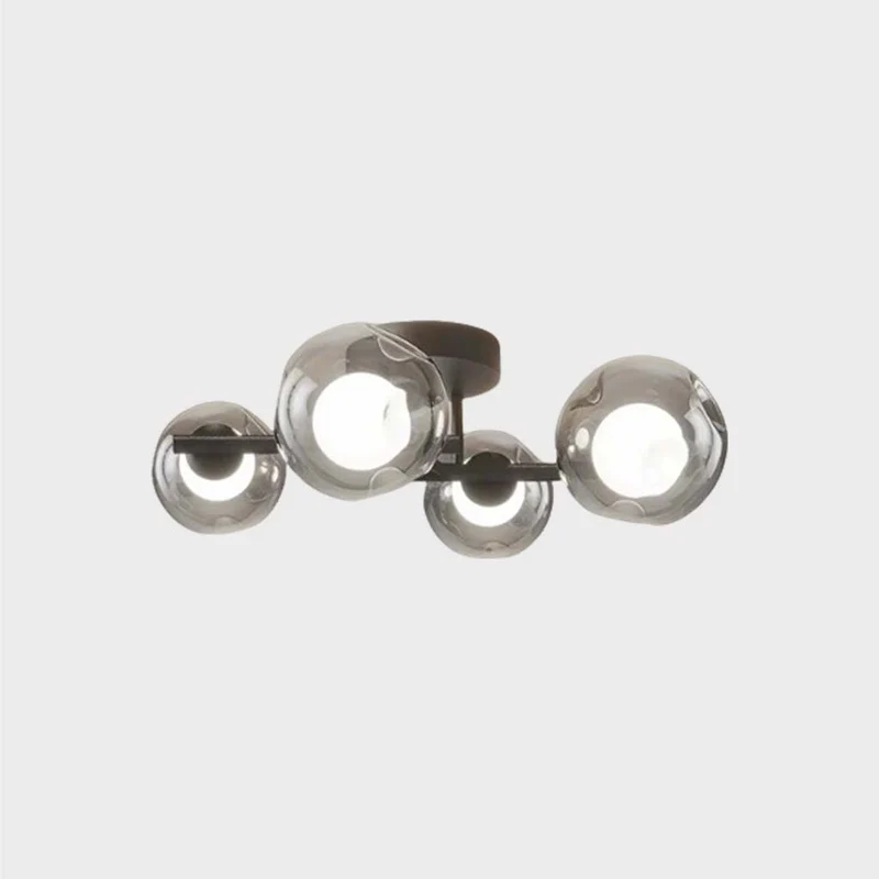 Glass Ball Ceiling Light LED Semi-Flush, Smoke Grey