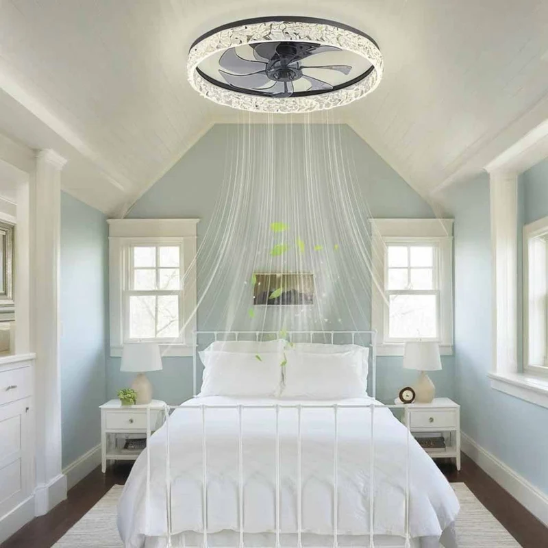 Round Ceiling Fan Light Acrylic Diamond Flush Mount