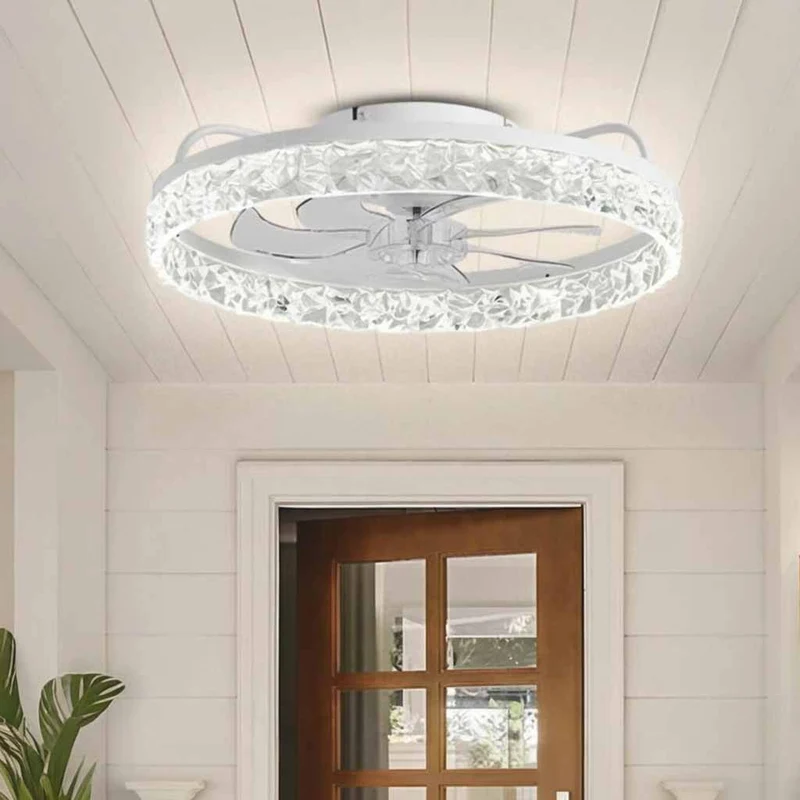 Round Ceiling Fan Light Acrylic Diamond Flush Mount