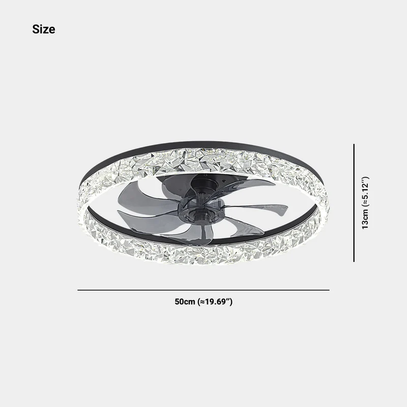 Round Ceiling Fan Light Acrylic Diamond Flush Mount