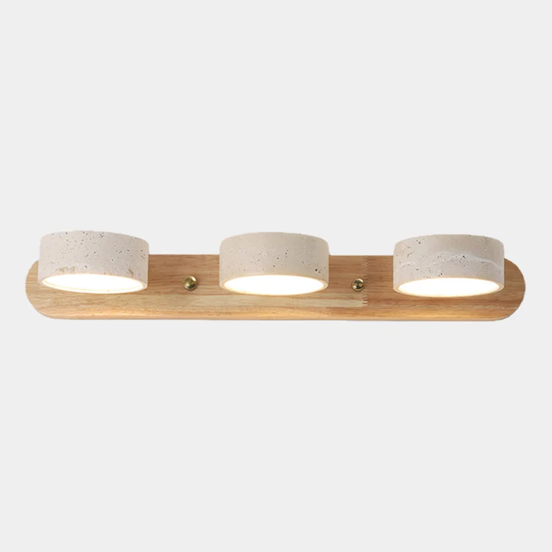 Bathroom Vanity Wall Light Rotatable Wood Travertine LED