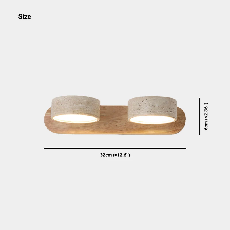 Bathroom Vanity Wall Light Rotatable Wood Travertine LED
