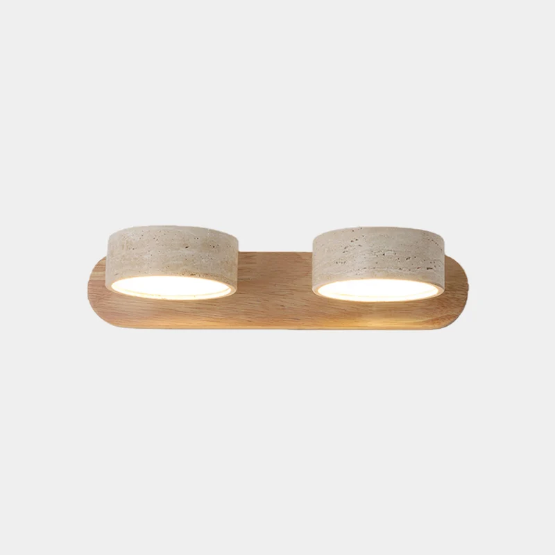 Bathroom Vanity Wall Light Rotatable Wood Travertine LED