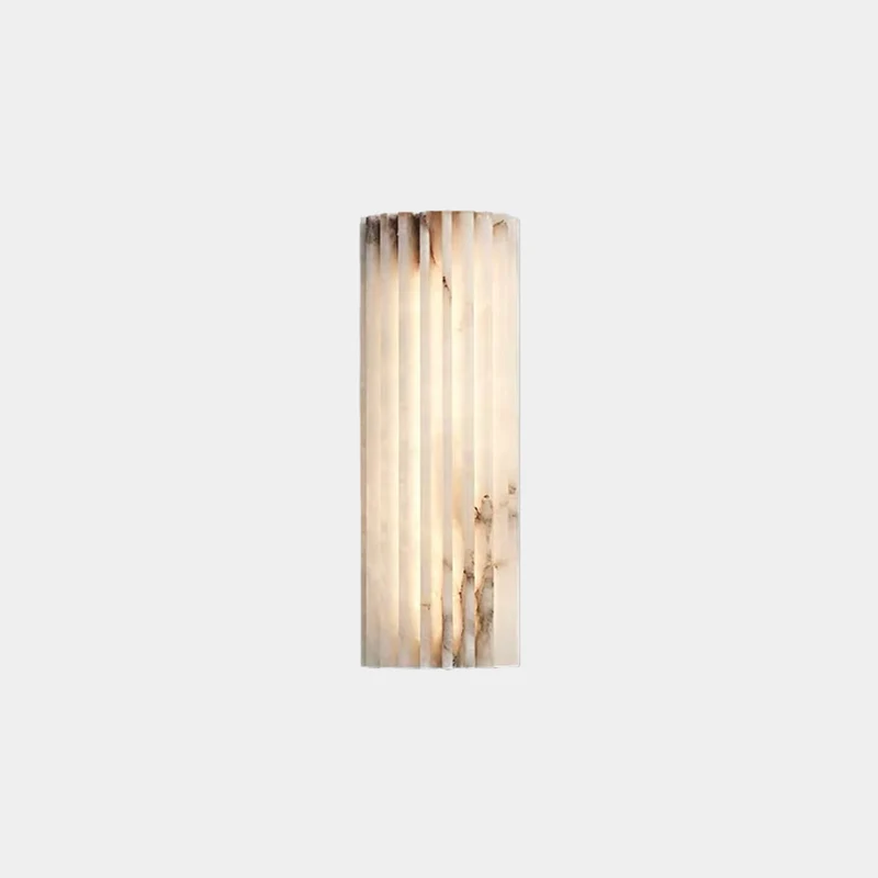Wall Sconce Light Vertical Column Ribbed Alabaster