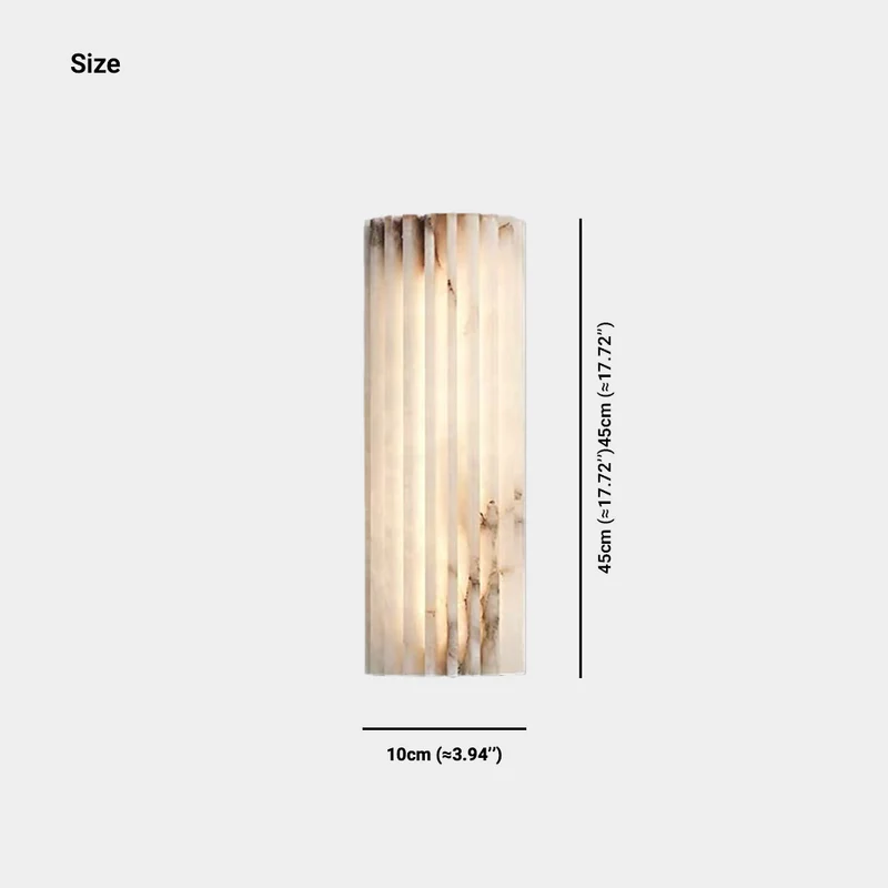 Wall Sconce Light Vertical Column Ribbed Alabaster