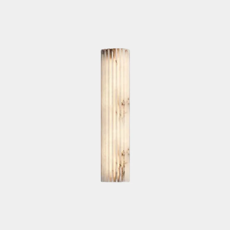 Wall Sconce Light Vertical Column Ribbed Alabaster