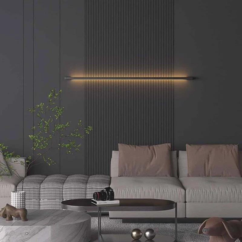 Linear LED Wall Light Indoor Minimalist Slim, Black