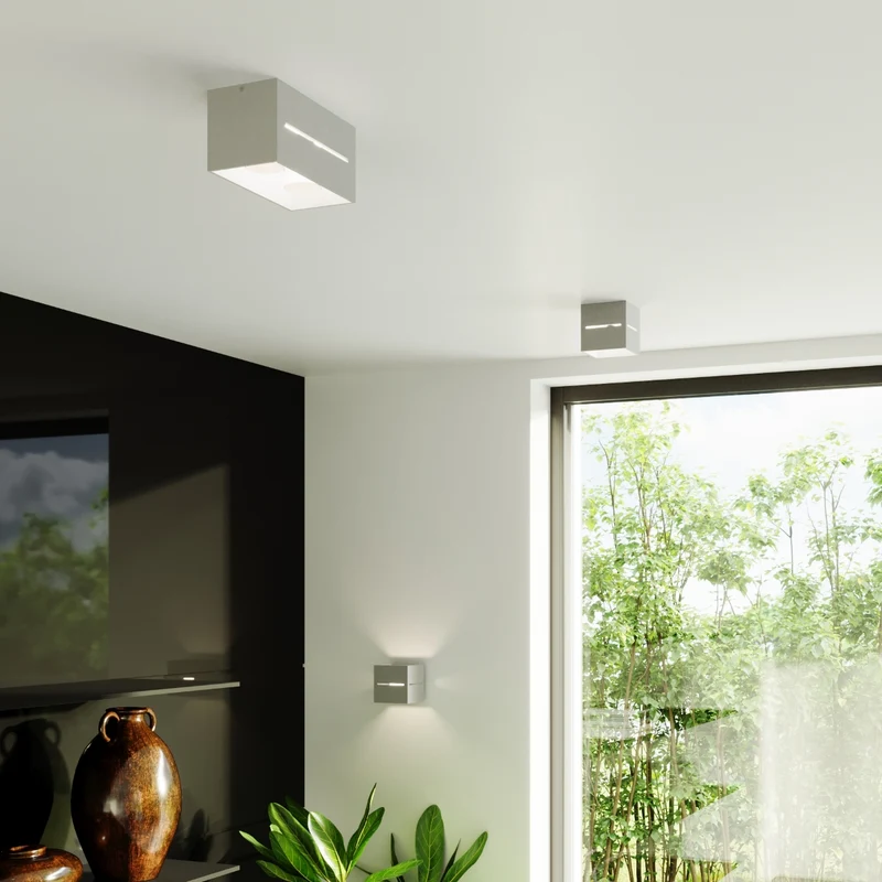 Moderner Deckenleuchter aus grauem Aluminium für das Wohnzimmer – Orphéus