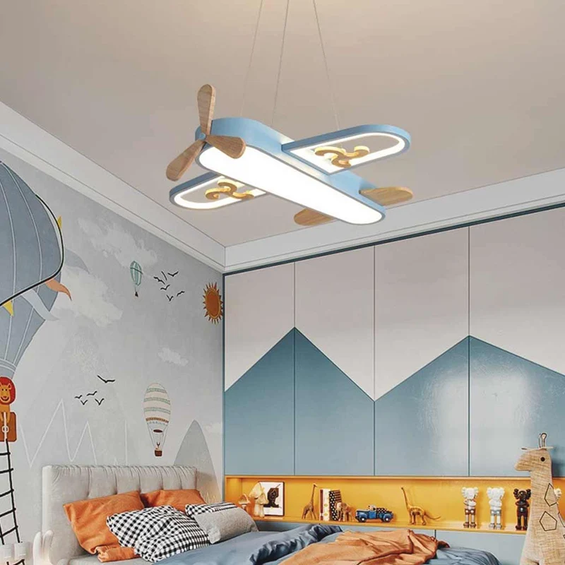 Pendant Light / Ceiling Light Wood Airplane for Kids Room